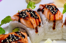 Flaming Salmon Crunch Roll